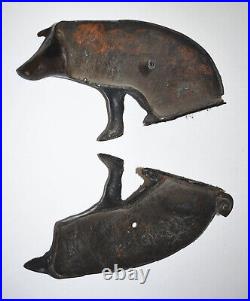 Vintage Black & Off-White Cast Iron Pig Piggy Bank/Doorstop10 X 5.54 3/4 lbs
