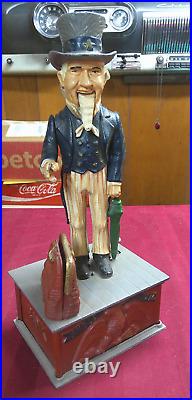 Vintage Book of Knowledge Cast Iron Uncle Sam Mechanical Bank