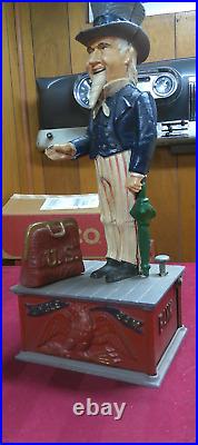 Vintage Book of Knowledge Cast Iron Uncle Sam Mechanical Bank