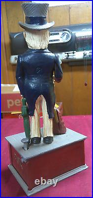 Vintage Book of Knowledge Cast Iron Uncle Sam Mechanical Bank