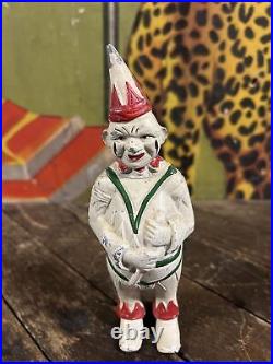 Vintage C. 1908 A. C. Williams Cast Iron Clown Bank Sign Circus Carnival Sideshow