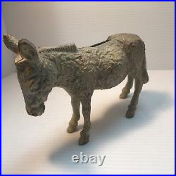 Vintage Cast Iron 2 piece Donkey Bank