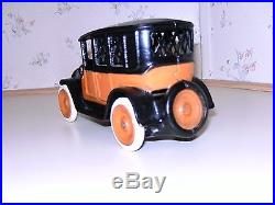 Vintage Cast Iron Arcade Orange & Black Taxi Cab Bank 9 Nice