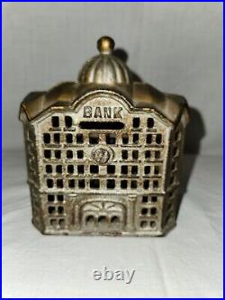 Vintage Cast Iron Bank Building Coin Bank