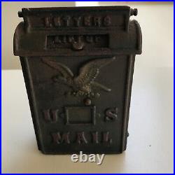 Vintage Cast Iron Bank US MAIL Box Antique Bank No Key