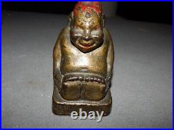 Vintage Cast Iron Billiken Buddha Good Luck Bank 1900's Estate Find