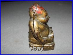 Vintage Cast Iron Billiken Buddha Good Luck Bank 1900's Estate Find