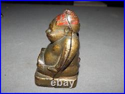 Vintage Cast Iron Billiken Buddha Good Luck Bank 1900's Estate Find