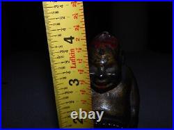Vintage Cast Iron Billiken Buddha Good Luck Bank 1900's Estate Find