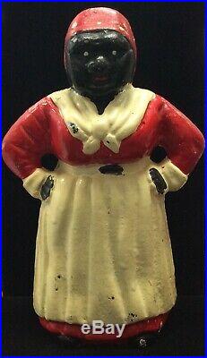 Vintage Cast Iron Black Americana Lady Aunt Jemima Type Piggy Bank 10 1/4 Tall
