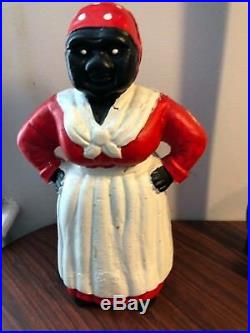 Vintage Cast Iron Black Americana Lady Piggy Bank