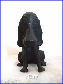 Vintage Cast Iron Black Bloodhound Bassett Coin Piggy Bank Door Stop