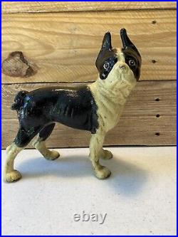 Vintage Cast Iron Boston Terrier Coin Bank/door Stop