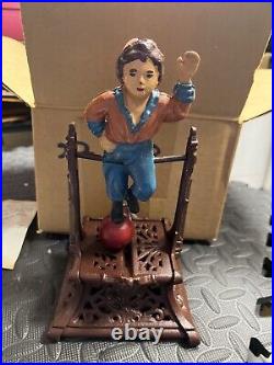 Vintage Cast Iron Boy On Trapeze Book Of Knowledge Mechanical Bank