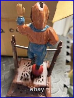 Vintage Cast Iron Boy On Trapeze Book Of Knowledge Mechanical Bank