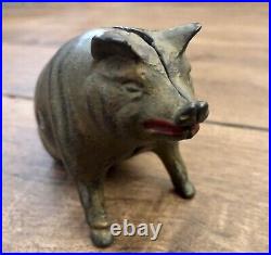Vintage Cast Iron Brass Pig Coin Piggy Bank 4.5