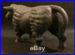 Vintage Cast Iron Bull Coin Bank Cow Rustic Antique