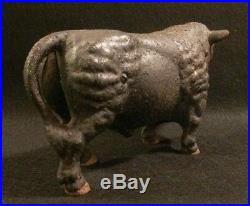Vintage Cast Iron Bull Coin Bank Cow Rustic Antique
