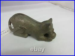 Vintage Cast Iron Cat With A Ball Savings Bank 971-f