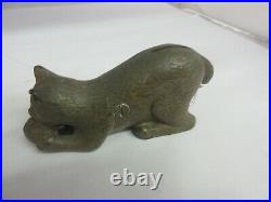 Vintage Cast Iron Cat With A Ball Savings Bank 971-f