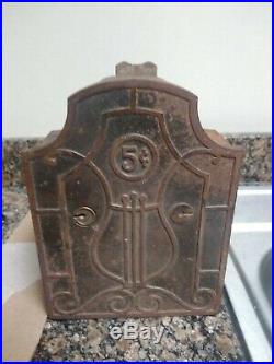 Vintage Cast Iron Coin Bank rare find here5 cent