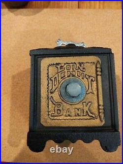 Vintage Cast Iron Coin Deposit Bank Combination Door Safe 3 X 4