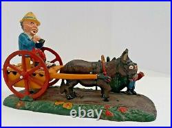 Vintage Cast Iron Donkey Cart Mechanical Bank
