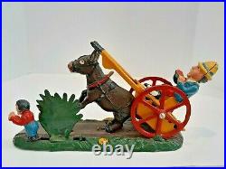 Vintage Cast Iron Donkey Cart Mechanical Bank
