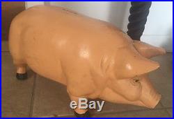 Vintage Cast Iron Figural Pig Piggy Bank big heavy farm animal yard art