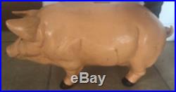 Vintage Cast Iron Figural Pig Piggy Bank big heavy farm animal yard art