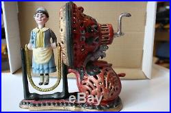 Vintage Cast Iron GIRL JUMPING ROPE Mechanical Bank, Older Reproduction, Skipping