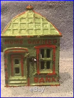 Vintage Cast Iron Home Savings Bank J & E Stevens c1890