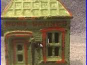 Vintage Cast Iron Home Savings Bank J & E Stevens c1890