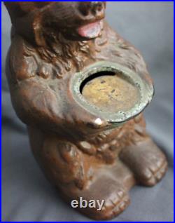 Vintage Cast Iron Honey Bear With Pot Bank Figural Still Bank By HUBLEY Mfg Co