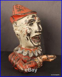 Vintage Cast Iron Humpty Dumpty Clown Working Mechanical Bank Shepard 1884
