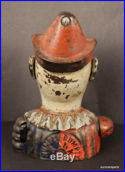 Vintage Cast Iron Humpty Dumpty Clown Working Mechanical Bank Shepard 1884