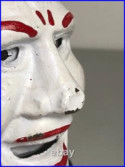 Vintage Cast Iron Jester Clown Humpty Dumpty Mechanical Bank Read