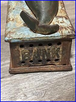 Vintage Cast Iron Jonah & the Whale Mechanical Coin Bank Works