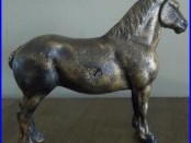 Vintage Cast Iron LARGE Horse Still Penny Bank Antique Bank 7H Rare Gold Color