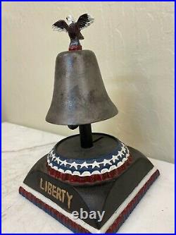 Vintage Cast Iron Liberty Bell Coin Bank with Eagle on Top
