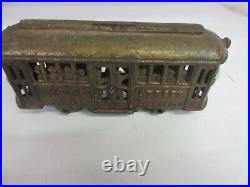 Vintage Cast Iron Main Street Trolly Car Savings Bank 853