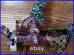 Vintage Cast Iron Mechanical Bank, Professor Pug Frog's Great Bicycle Feat 11