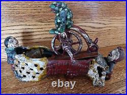 Vintage Cast Iron Mechanical Bank, Professor Pug Frog's Great Bicycle Feat 11