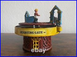 Vintage Cast Iron Mechanical Horse Race Functional Coin Bank 1871 Repair TESTED