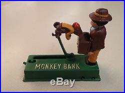 Vintage Cast Iron Monkey Bank Piggy Bank Coin Bank