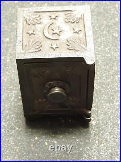 Vintage Cast Iron Moon and Star Safe Bank Working with Combination