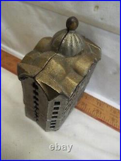 Vintage Cast Iron Office Building Still Bank Penny Coin Dome Top Tower Savings