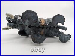 Vintage Cast Iron Pull Tail Elephant Bank With Howdah