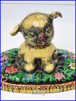Vintage Cast Iron Puppy Dog FIDO on Pillow Still Bank