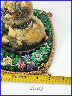 Vintage Cast Iron Puppy Dog FIDO on Pillow Still Bank